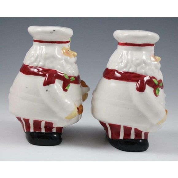 CIB Santa Chef Salt & Pepper Shaker Set Hand Painted Ceramic w/Box - Picture 4 of 9